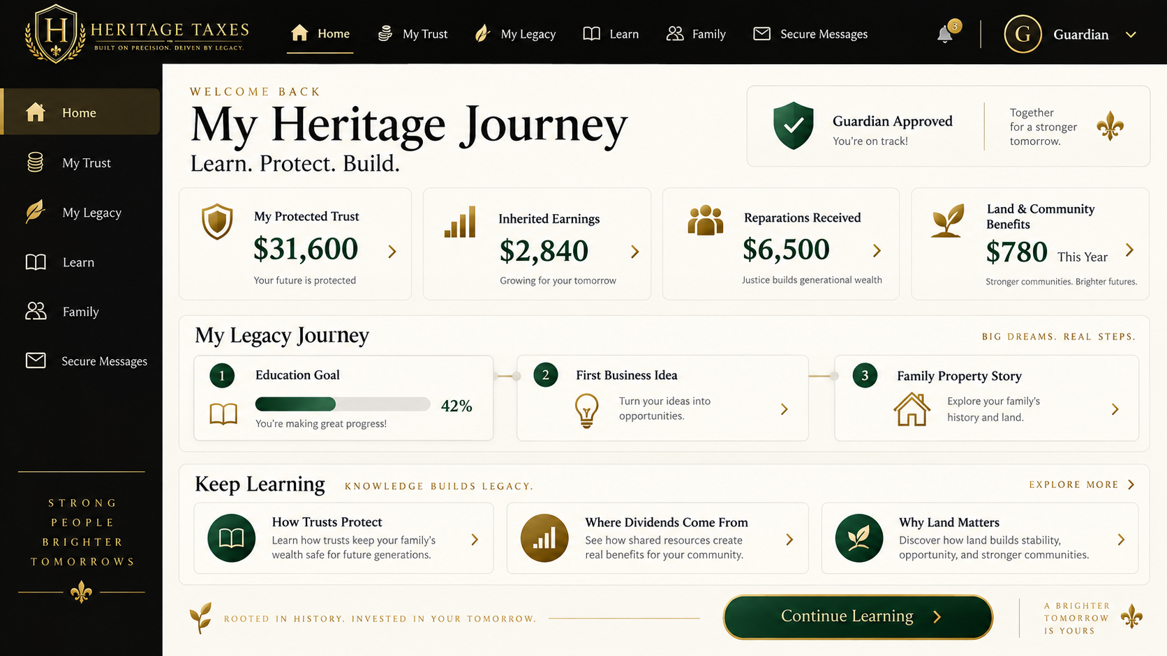 My Heritage Journey Heritage Taxes interface