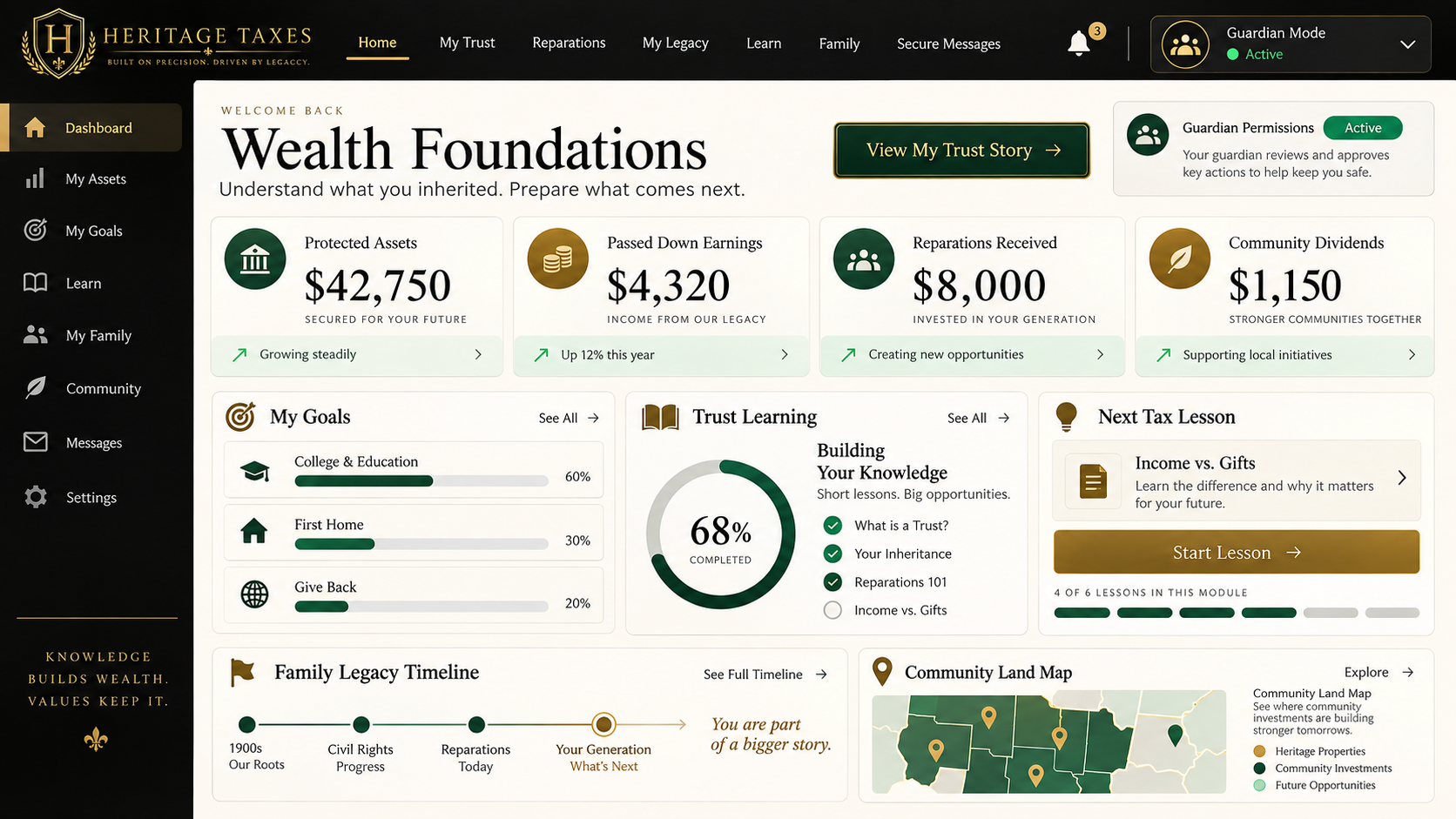 Wealth Foundations Heritage Taxes interface